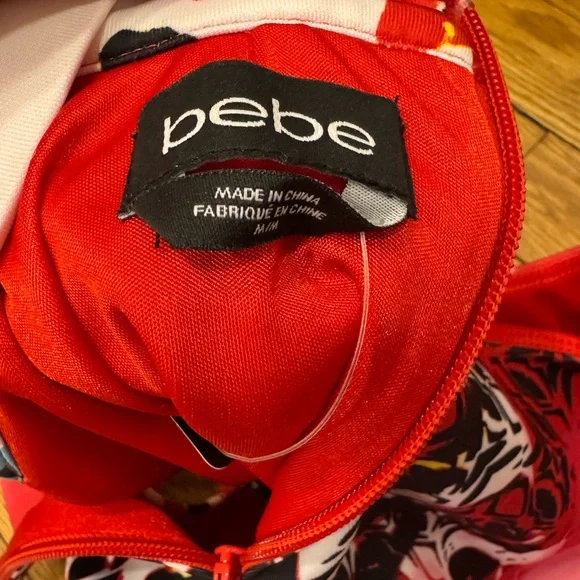 bebe - NWT Red and Blue, Multicolored, Patterned Mini Dress - Picture 6 of 7